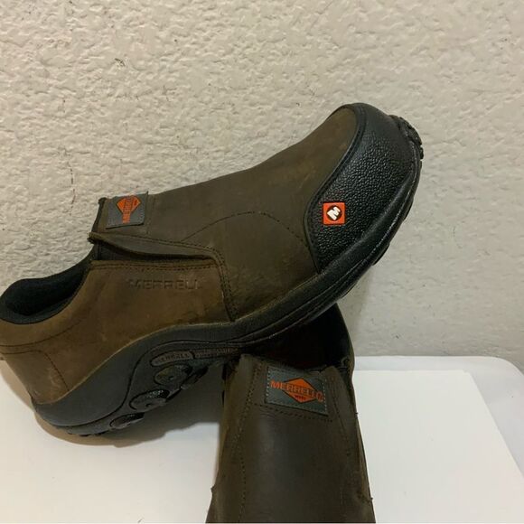Merrell Men's Jungle Moc Espresso Composite Toe CSA Leather Slip-On Work Shoe - Picture 2 of 13